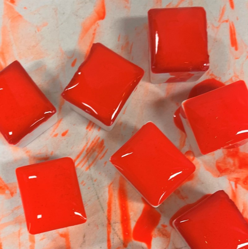 Atomic Orange Half Pan Gouache: Stoneground Paint Co.