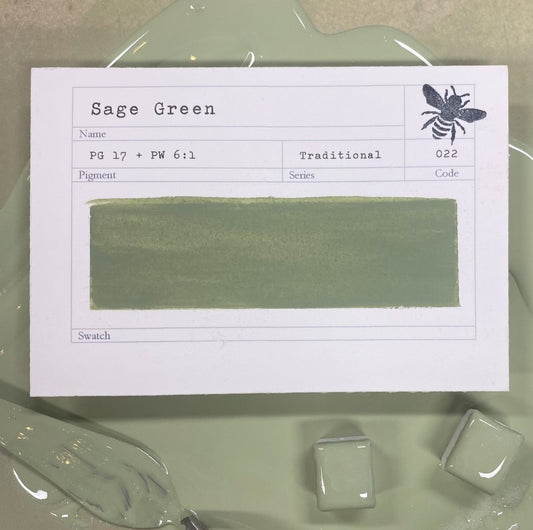 Sage Green Half Pan Gouache: Stoneground Paint Co.