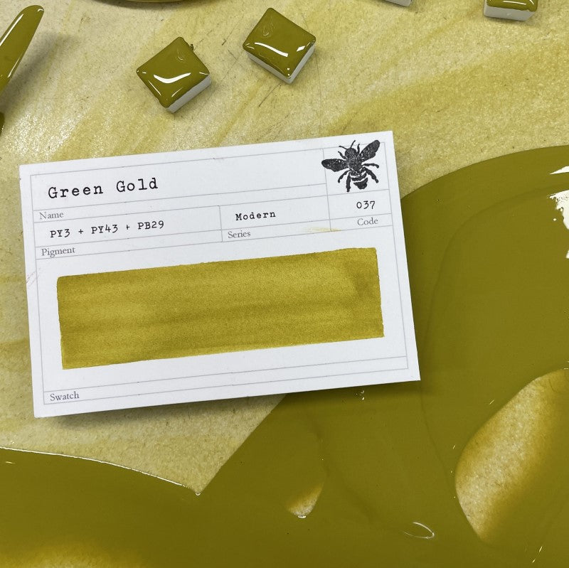 Green Gold Half Pan Gouache: Stoneground Paint Co.