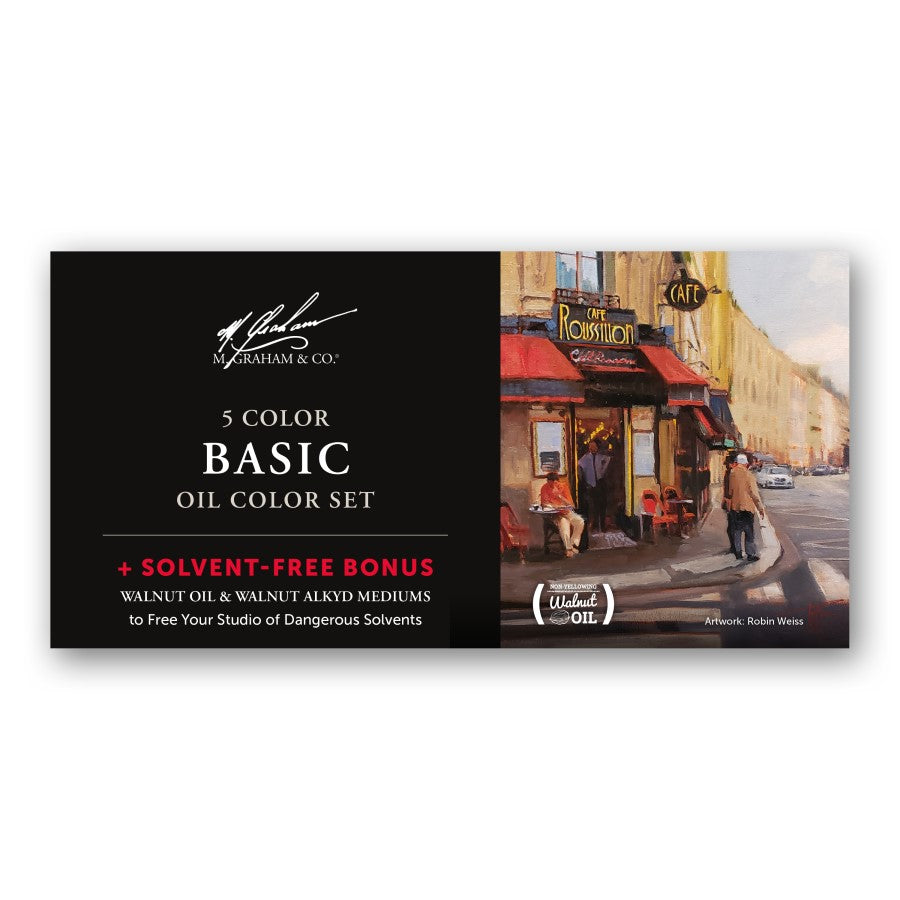 M Graham BASIC Oil Color Set: 5 Colors / 2 Oil Mediums