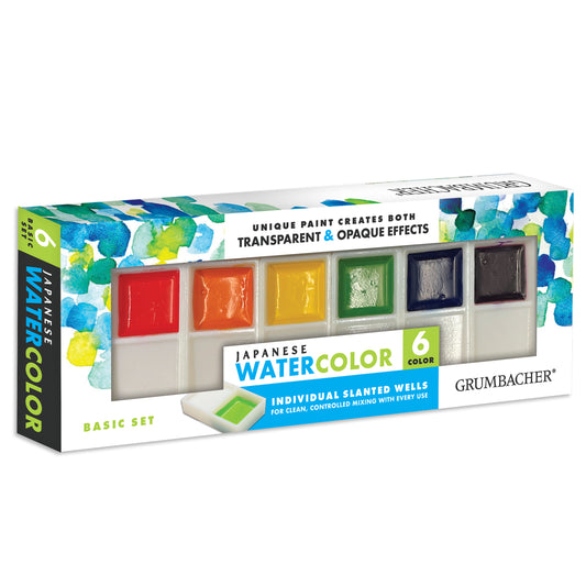 'Basic' Set Japanese Watercolor Paint by Grumbacher: 6 colors