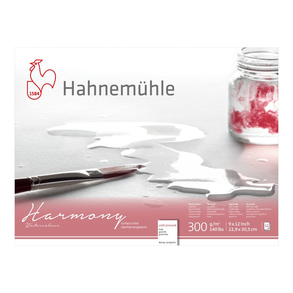 Hahnemuhle Harmony Watercolor Paper BLOCK: Cold-Press 9"x12" 12sht