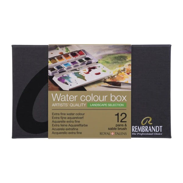 12pan Landscape Rembrandt Watercolor Metal Box