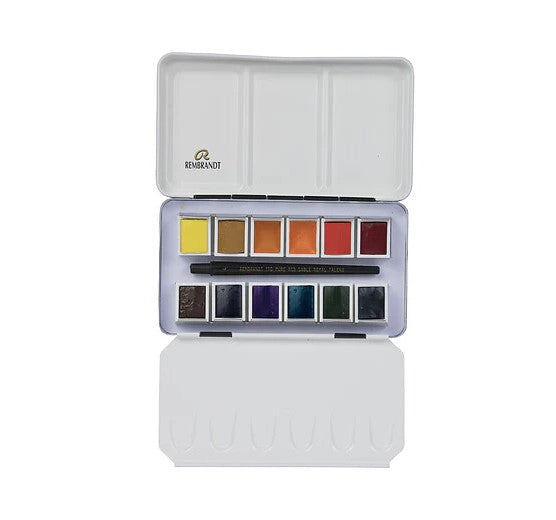 12pan Landscape Rembrandt Watercolor Metal Box