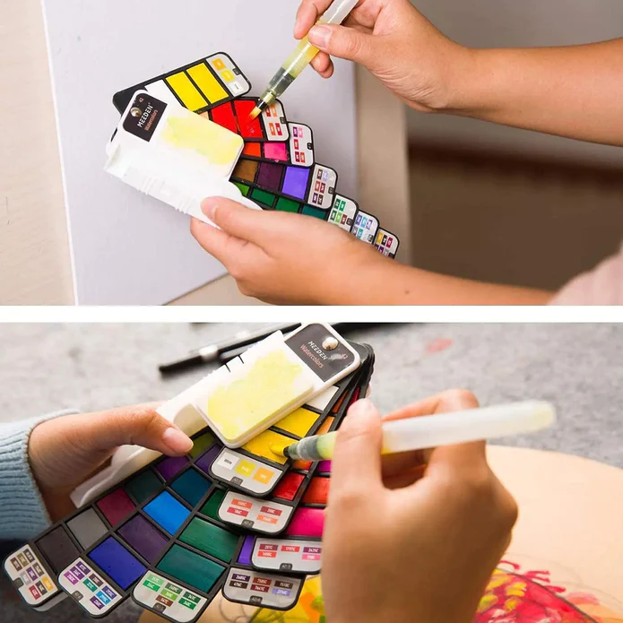 Meeden Foldable Watercolor Set: 42 Assorted Colors + Waterbrush
