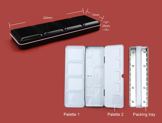 Empty Metal Foldable Watercolor Palette (holds 24 half pans)