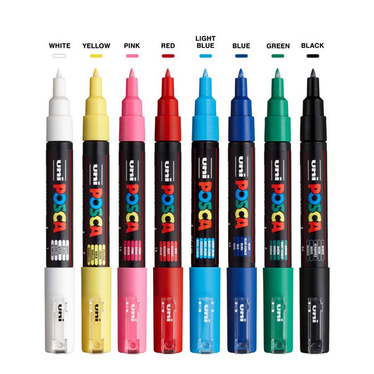 PC-1M Uni Posca Extra-Fine Marker Set (8 markers)
