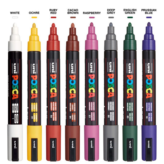 PC-5M DARK Uni Posca Medium Marker Set (8 markers)