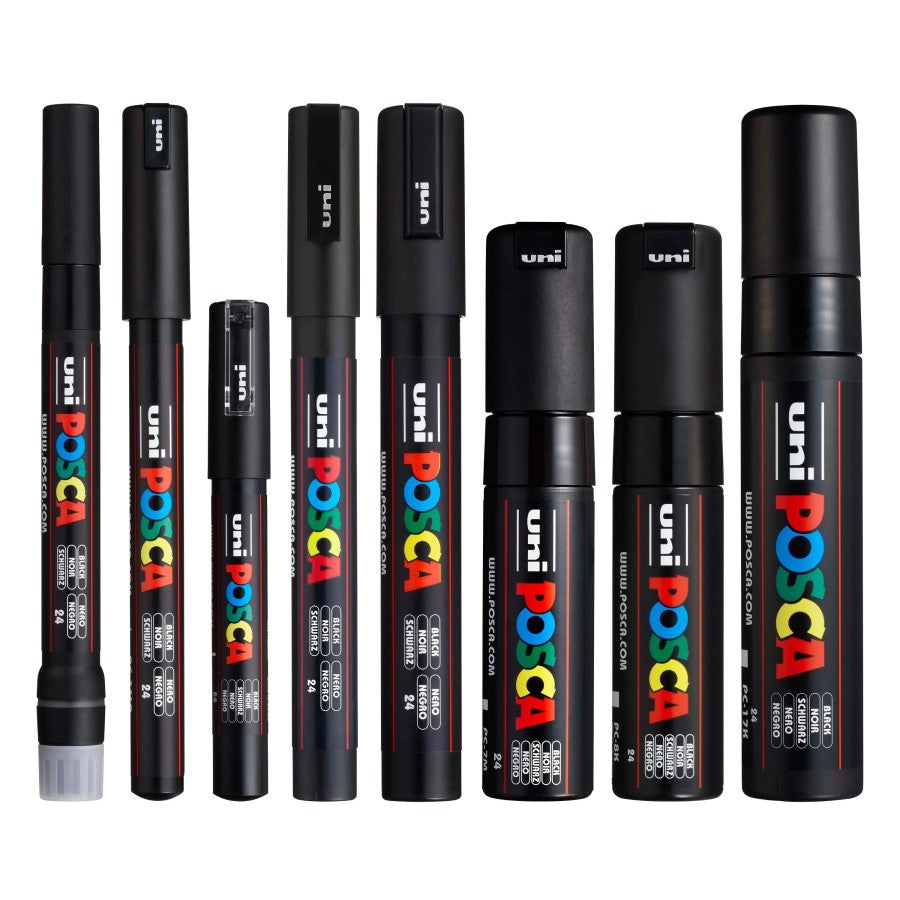 ALL BLACK Uni Posca Medium Marker Set (8 markers)