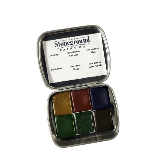 Rocky Mountain 6 Palette Stoneground Paint Co. Metal Half Pan Palette
