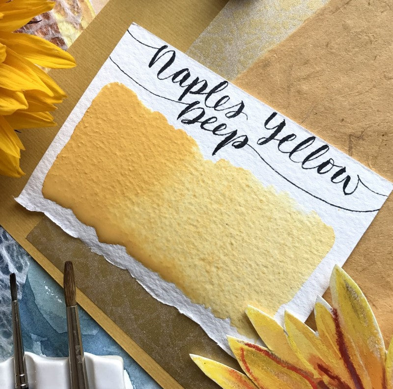 Naples Yellow Deep Half Pan Watercolor: Stoneground Paint Co.