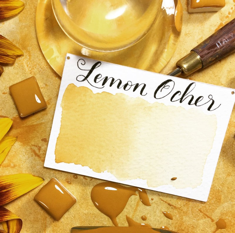 Lemon Ochre Half Pan Watercolor: Stoneground Paint Co.