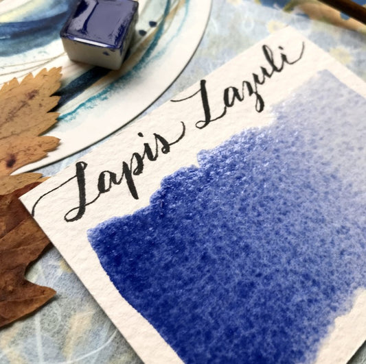 Genuine Lapis Lazuli Half Pan Watercolor: Stoneground Paint Co.