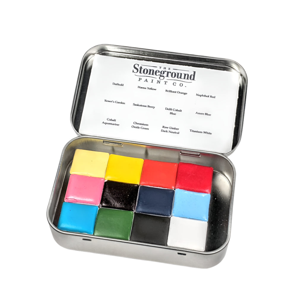 Gouache 12 Stoneground Paint Co. Metal 1/2 Pan Palette