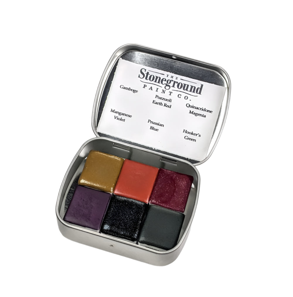 Night Garden 6 Stoneground Paint Co. Metal Half Pan Palette