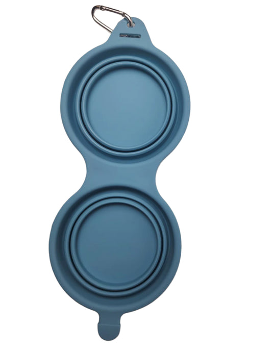 Silicone Lt Blue Collapsible Double Water Bowl 700ml x 2 #9056