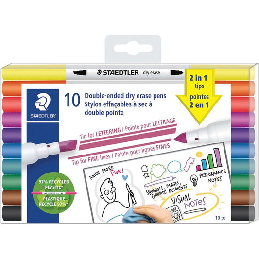 Staedtler 10pc Double-Ended Dry Erase Pen