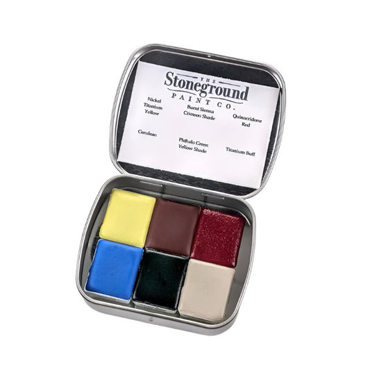 Spring 6 Palette Stoneground Paint Co. Metal Half Pan Palette