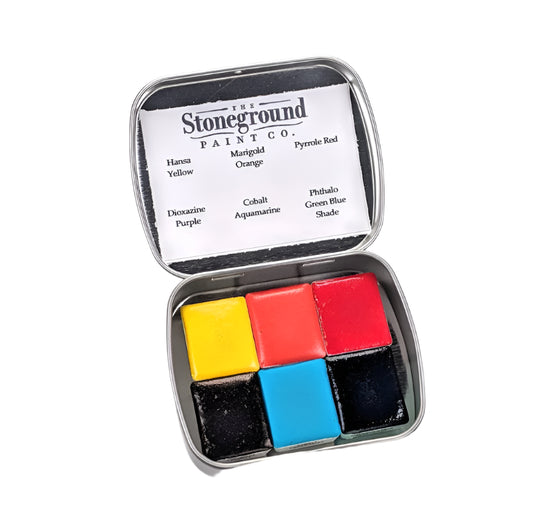 Summer 6 Palette Stoneground Paint Co. Metal Half Pan Palette