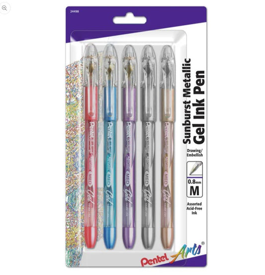 Sunburst Metallic Gel Ink Pen: pkg/5