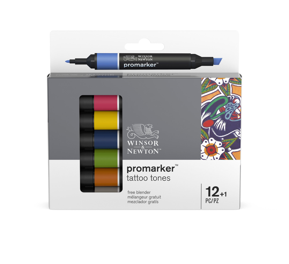 12+1 #0290162 Tattoo Tones Winsor & Newton (Alcohol) ProMarker Set