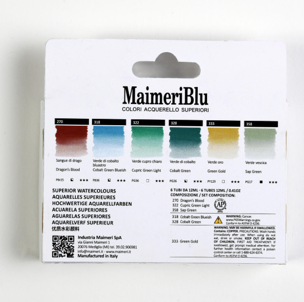 MaimeriBlu Tuscany Watercolor Set: 6 12ml tubes