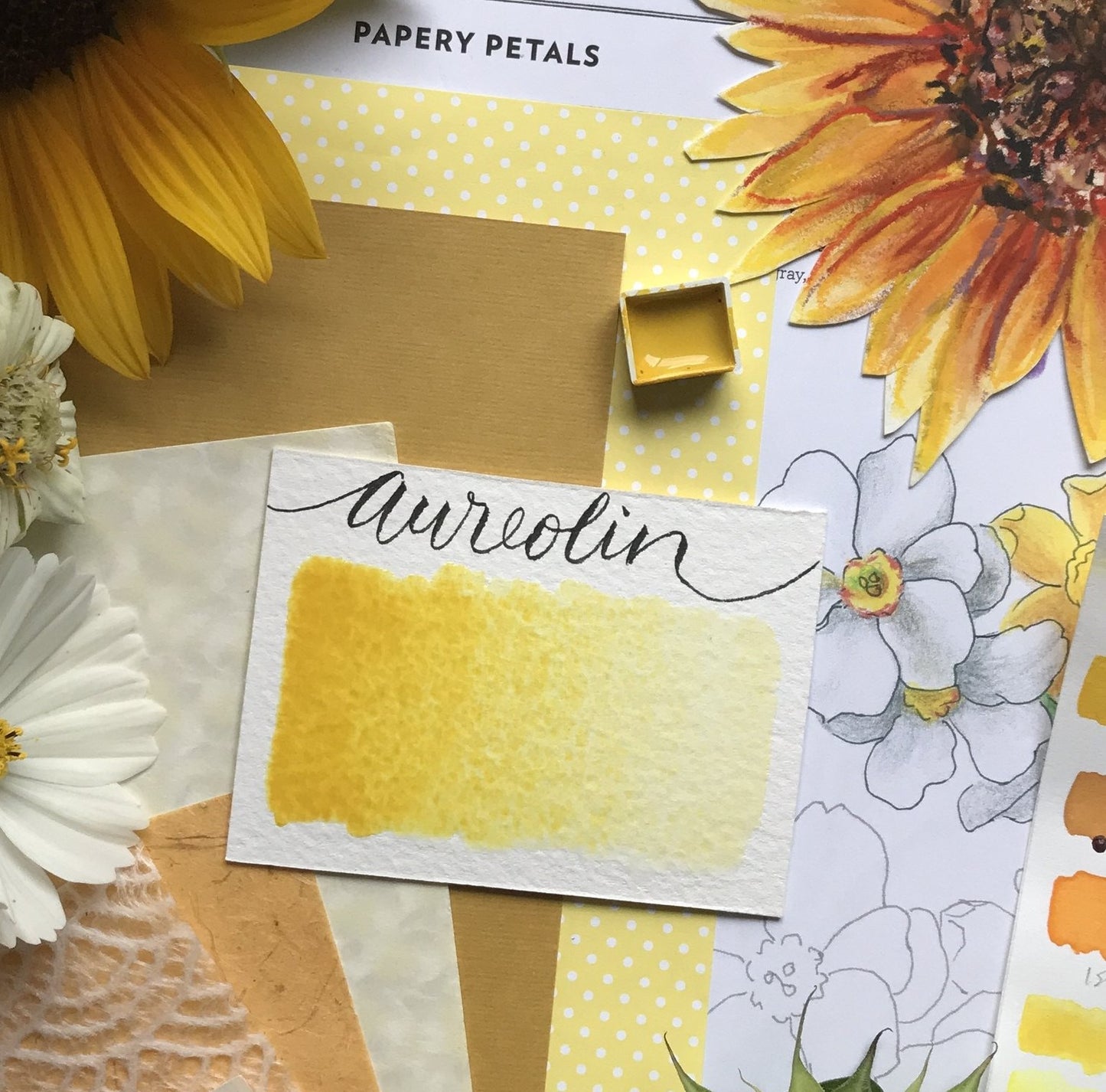 Aureolin Hue Half Pan Watercolor: Stoneground Paint Co.