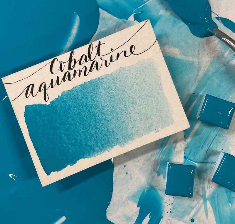 Cobalt Aquamarine Half Pan Watercolor: Stoneground Paint Co.