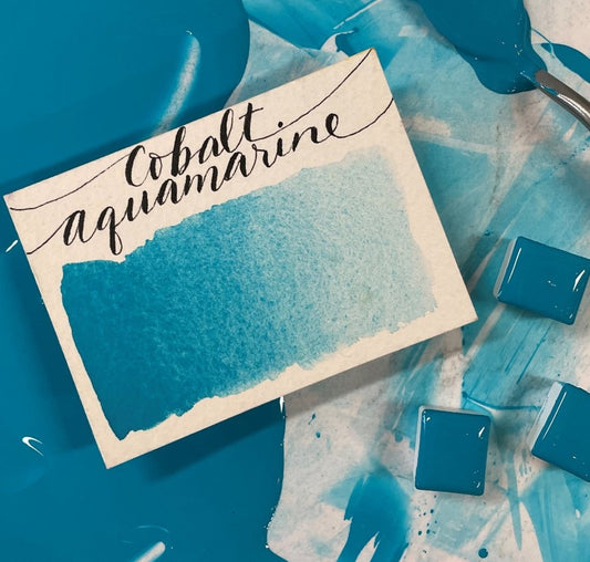 Cobalt Aquamarine Half Pan Watercolor: Stoneground Paint Co.
