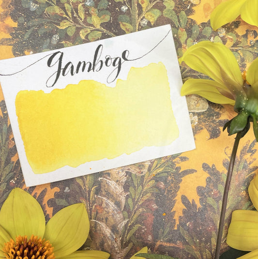 Gamboge Yellow Half Pan Watercolor: Stoneground Paint Co.