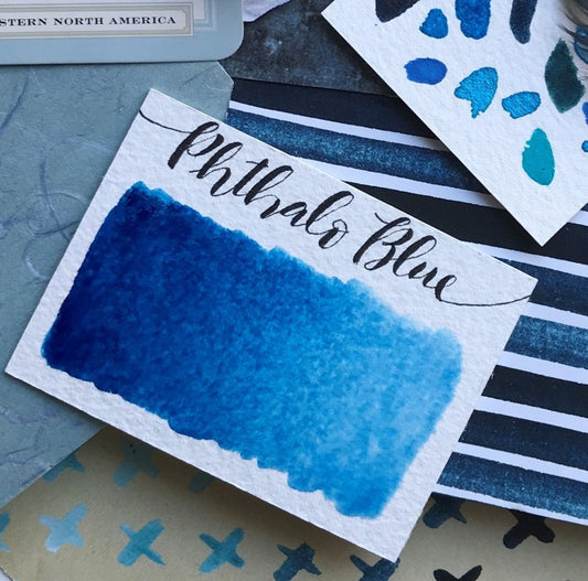 Phthalo Blue Half Pan Watercolor: Stoneground Paint Co.