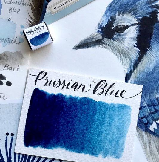 Prussian Blue Half Pan Watercolor: Stoneground Paint Co.