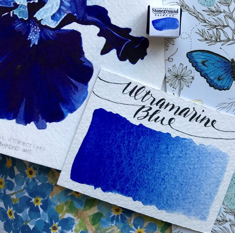 Ultramarine Blue Half Pan Watercolor: Stoneground Paint Co.