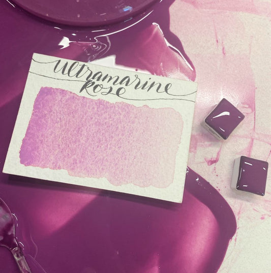Ultramarine (Rose) Red Half Pan Watercolor: Stoneground Paint Co.