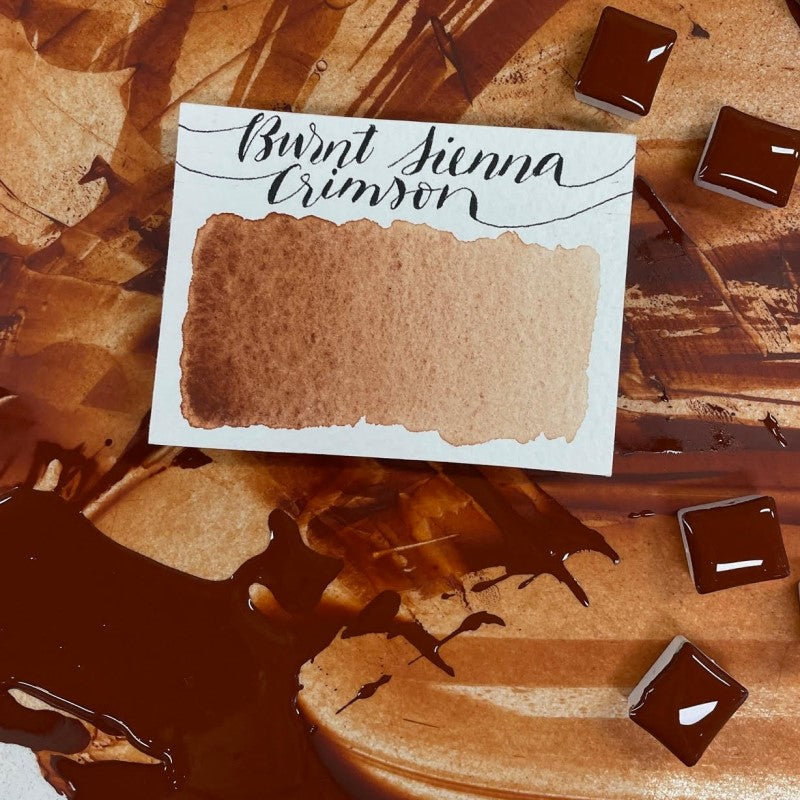 Burnt Sienna Crimson Shade Half Pan Watercolor: Stoneground Paint Co.