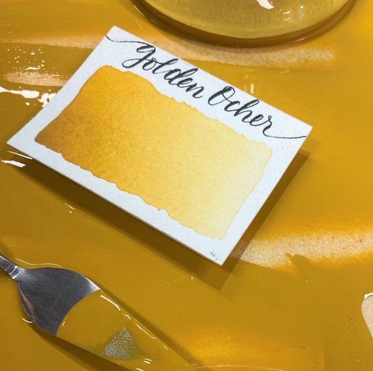 Golden Ochre Half Pan Watercolor: Stoneground Paint Co.