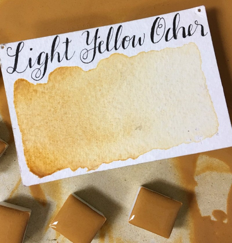 Light Yellow Ochre Half Pan Watercolor: Stoneground Paint Co.