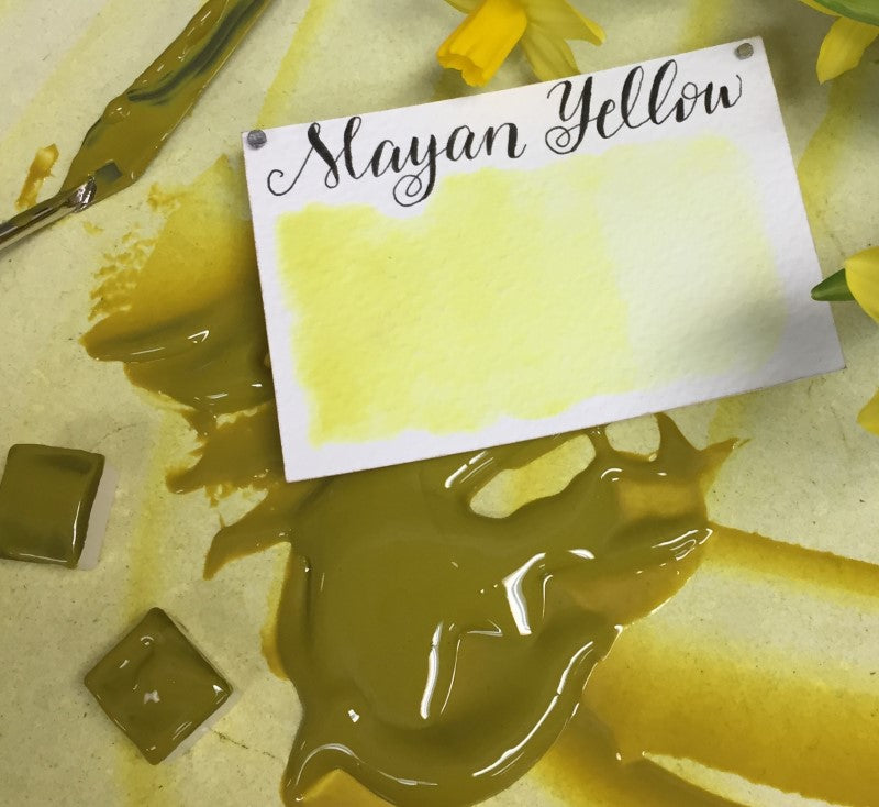 Mayan Yellow Half Pan Watercolor: Stoneground Paint Co.