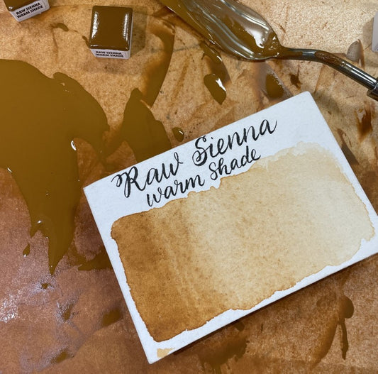 Raw Sienna Warm Shade Half Pan Watercolor: Stoneground Paint Co.