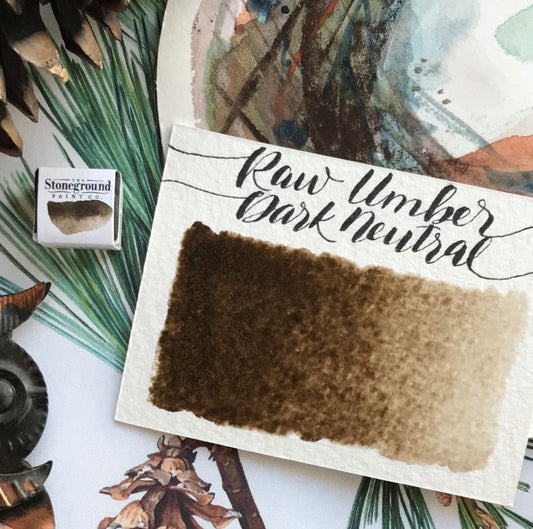 Raw Umber Dark Neutral Half Pan Watercolor: Stoneground Paint Co.