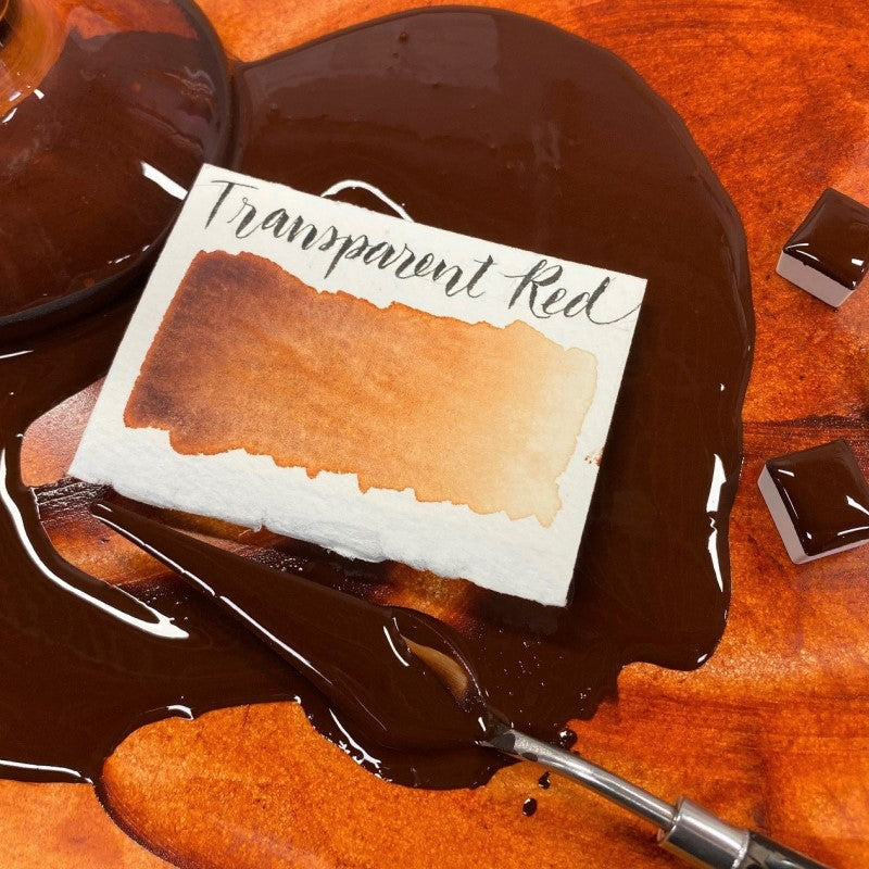 Transparent Red Half Pan Watercolor: Stoneground Paint Co.