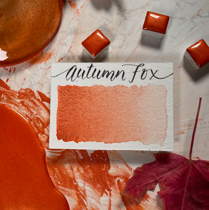 Autumn Fox (Pearlescent) Half Pan Watercolor: Stoneground Paint Co.