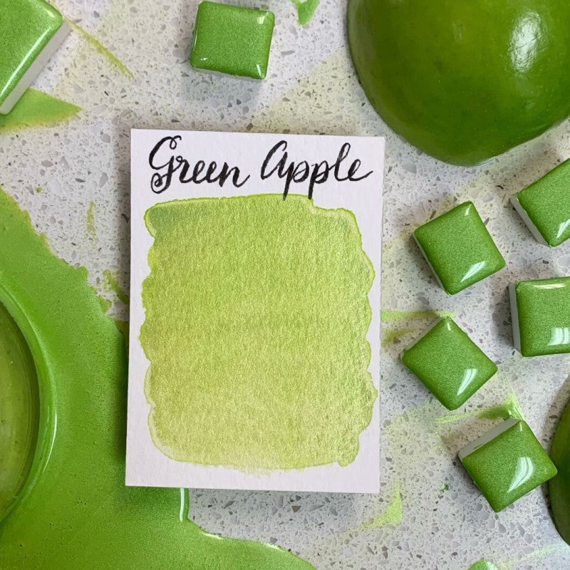 Green Apple (Pearlescent) Half Pan Watercolor: Stoneground Paint Co.