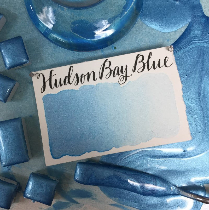 Hudson Bay (Pearlescent) Half Pan Watercolor: Stoneground Paint Co.