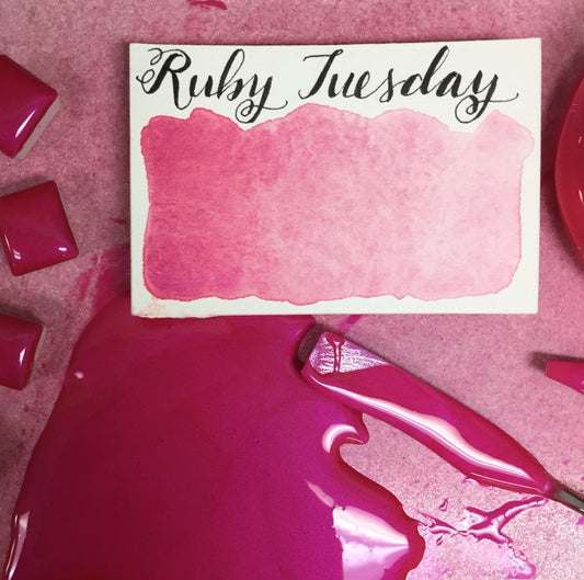 Ruby Tuesday (Pearlescent) Half Pan Watercolor: Stoneground Paint Co.
