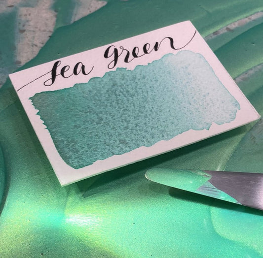 Sea Green (Pearlescent) Half Pan Watercolor: Stoneground Paint Co.