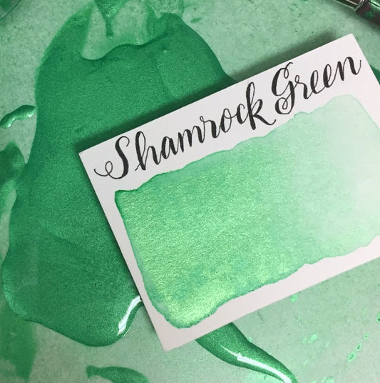 Shamrock Green (Pearlescent) Half Pan Watercolor: Stoneground Paint Co.