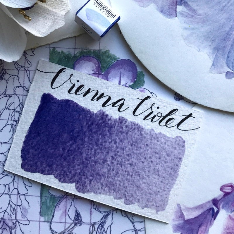 Vienna Violet (Pearlescent) Half Pan Watercolor: Stoneground Paint Co.