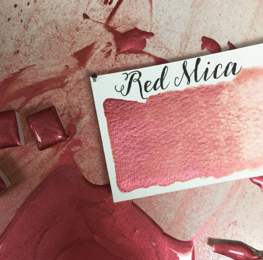 Red Mica (Pearlescent) Half Pan Watercolor: Stoneground Paint Co.