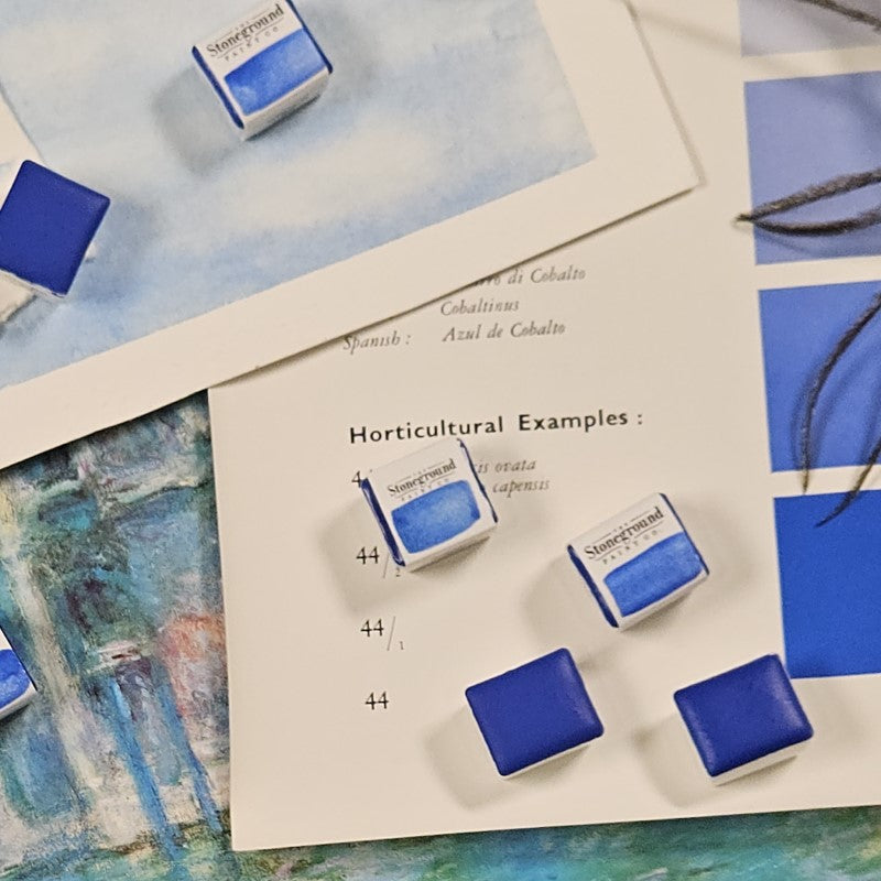 Cobalt Blue Hue Half Pan Watercolor: Stoneground Paint Co.